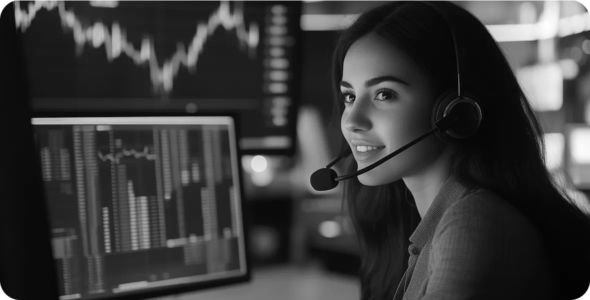 UK support specialist wearing a headset
